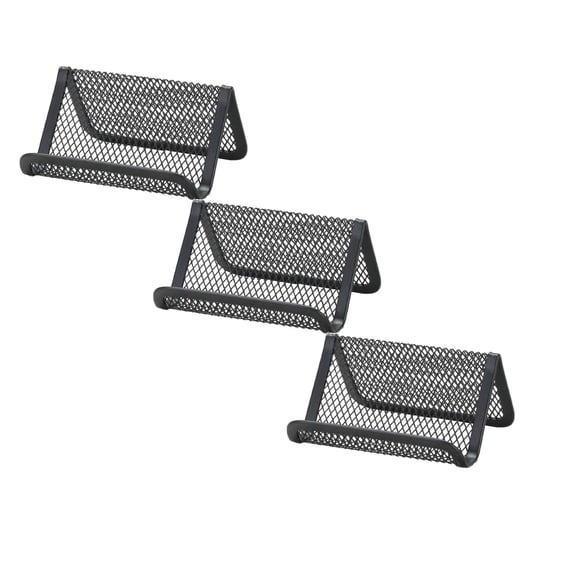 3-Piece Metal Mesh Business Card Holder, Desktop Card Display and Storage Rack, High Quality for Summer Conferences, Ofice Organization, or Small Business