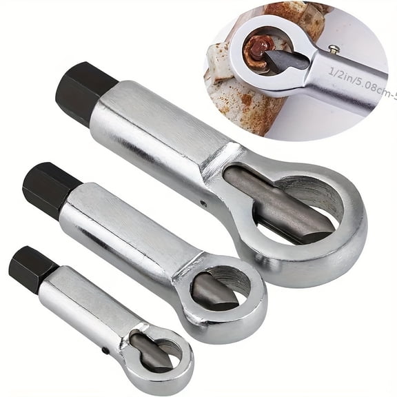 3-Piece Metal Nut Splitter Set, Manual Nut Cracker Remover Extractor Tool for Automotive Repair