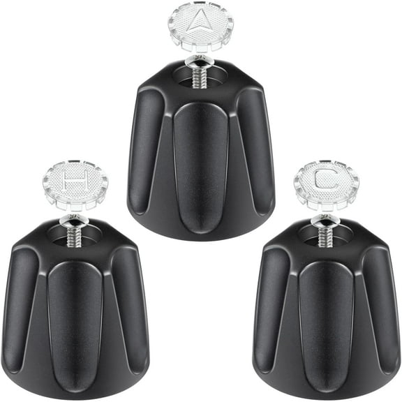 3 Piece Metal Shower Knob Replacement Compatible with Price/Pfister Verve Tub Shower, Bathtub Faucet Handle Remodel Trim Kit Include 1 Hot 1 Cold 1 Diverter and 3 Screws(Matte Black)