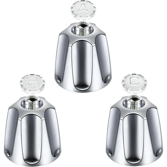 3 Piece Metal Shower Knob Replacement Compatible with Price/Pfister Verve Tub Shower, Bathtub Faucet Handle Remodel Trim Kit Include 1 Hot 1 Cold 1 Diverter and 3 Screws(Polished Chrome)