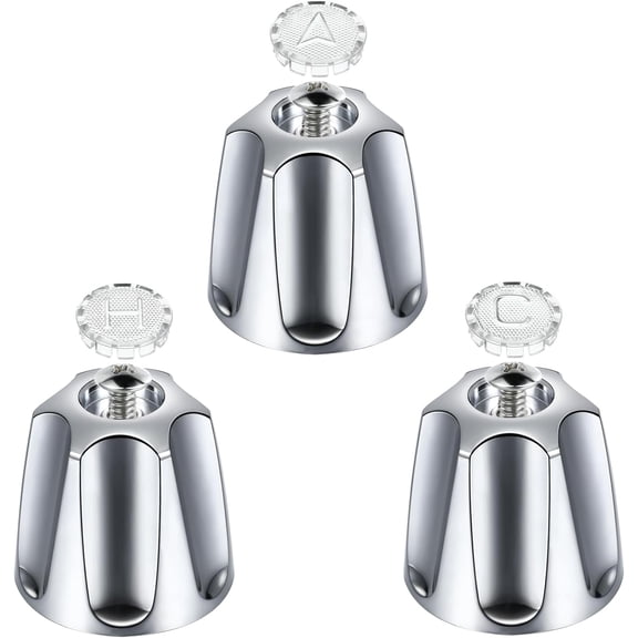 3 Piece Metal Shower Knob Replacement Compatible with Price/Pfister Verve Tub Shower, Bathtub Faucet Handle Remodel Trim Kit Include 1 Hot 1 Cold 1 Diverter and 3 Screws(Polished Chrome)