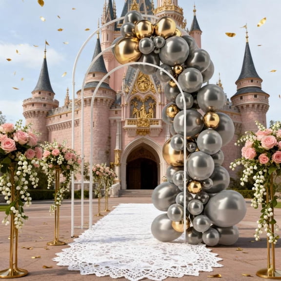 3-Piece Metal Wedding Arch Frame Set - Balloon Backdrop Arch Stand for Indoor/Outdoor Parties Photo Booth & Event Decor