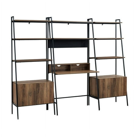 3-Piece Metal and Wood Home Office Set - Rustic Oak
