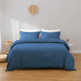 thumbnail image 1 of 3-Piece Microfiber Duvet Cover Set ,1400 Thread Count Comforters Cover &Pillowcase,(Queen Size,Navy Blue), 1 of 1