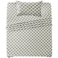 thumbnail image 1 of Lux Decor Twin-XL Bed Sheet Set 3 Piece, Soft Microfiber, Deep Pockets - Quatrefoil Pattern, 1 Fitted & 1 Flat Sheet, 1 Pillowcase, Taupe, 1 of 8