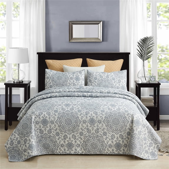 3-Piece Microfiber Quilt Set,All Season Lightweight Coverlet Bedspread,Full/Queen(88"x92")