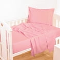 thumbnail image 1 of 3-Piece Microfiber Toddler Sheet Set, Solid Crib Fitted Sheet Flat Sheet and Envelope Pillowcase, Baby Bedding Sheet & Pillowcase Sets, Pink, 1 of 7