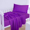 thumbnail image 1 of 3-Piece Microfiber Toddler Sheet Set, Solid Crib Fitted Sheet Flat Sheet and Envelope Pillowcase, Baby Bedding Sheet & Pillowcase Sets, Purple, 1 of 6