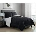 3 Piece Micromink Silky Smooth Plush Oversized Black Comforter Set Full