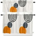 thumbnail image 1 of 3 Piece Mid-Century Bohemian Kitchen Curtains, Tier and Valance Rod Pocket Window Curtains Set Abstract Minimalist Geometric Cafe Curtains for Kitchen Valances Window Treatment 54X18in+27x24in×2, 1 of 5