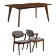thumbnail image 1 of 3 Piece Mid Century Modern Dining Set in Dark Walnut, 1 of 5