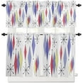 thumbnail image 1 of 3 Piece Mid Century Modern Kitchen Curtains, Tier and Valance Rod Pocket Window Curtains Set Purple Yellow Red Diamond Cafe Curtains for Kitchen Valances Window Treatment 54X18in+27x24in×2, 1 of 5