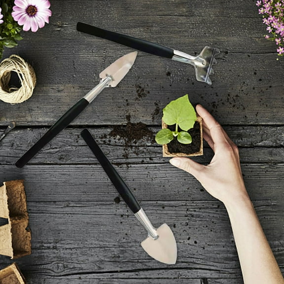 3-Piece Mini Garden Tools Set for Indoor Plants & Kids Gardening | Small Hand Tools with Wood Handle for Transplanting & Potting | Cute Gardening Tools for Women & Families