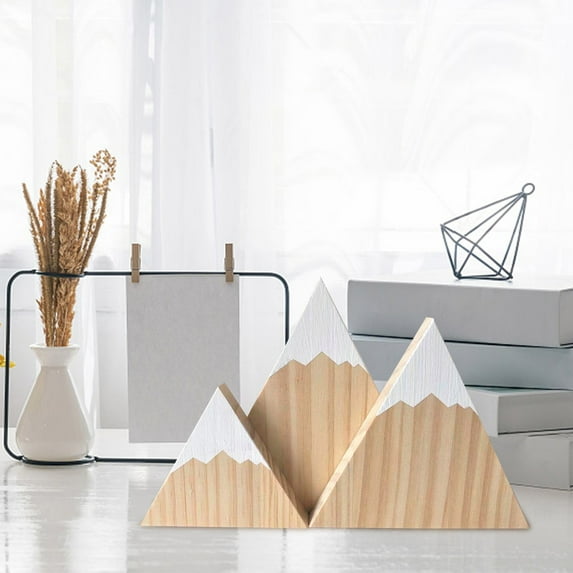 3-Piece Mini Wood Shelf Decor Set | Hand-Painted Snow-Capped Design | 3 Sizes (5.5", 3.9", 5.9") | Rustic Home Decor for Tables & Shelves | Nursery & Photography Decor