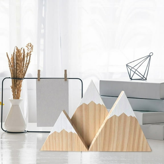 3-Piece Mini Wood Shelf Decor Set | Hand-Painted Snow-Capped Design | 3 Sizes (5.5", 3.9", 5.9") | Rustic Home Decor for Tables & Shelves | Nursery & Photography Decor