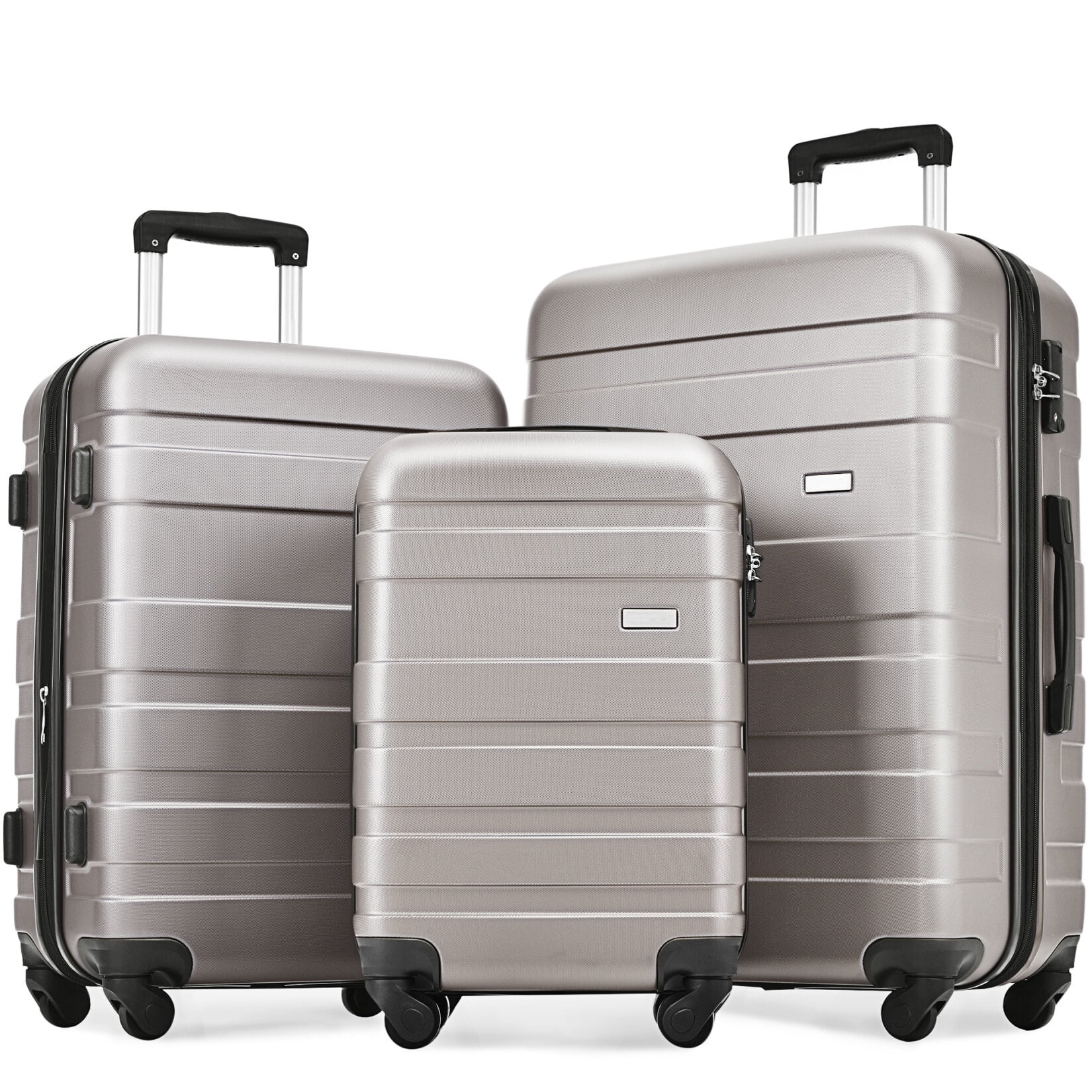 3 Piece Modern ABS Hardshell Luggage Sets, Lightweight Suitcase with ...