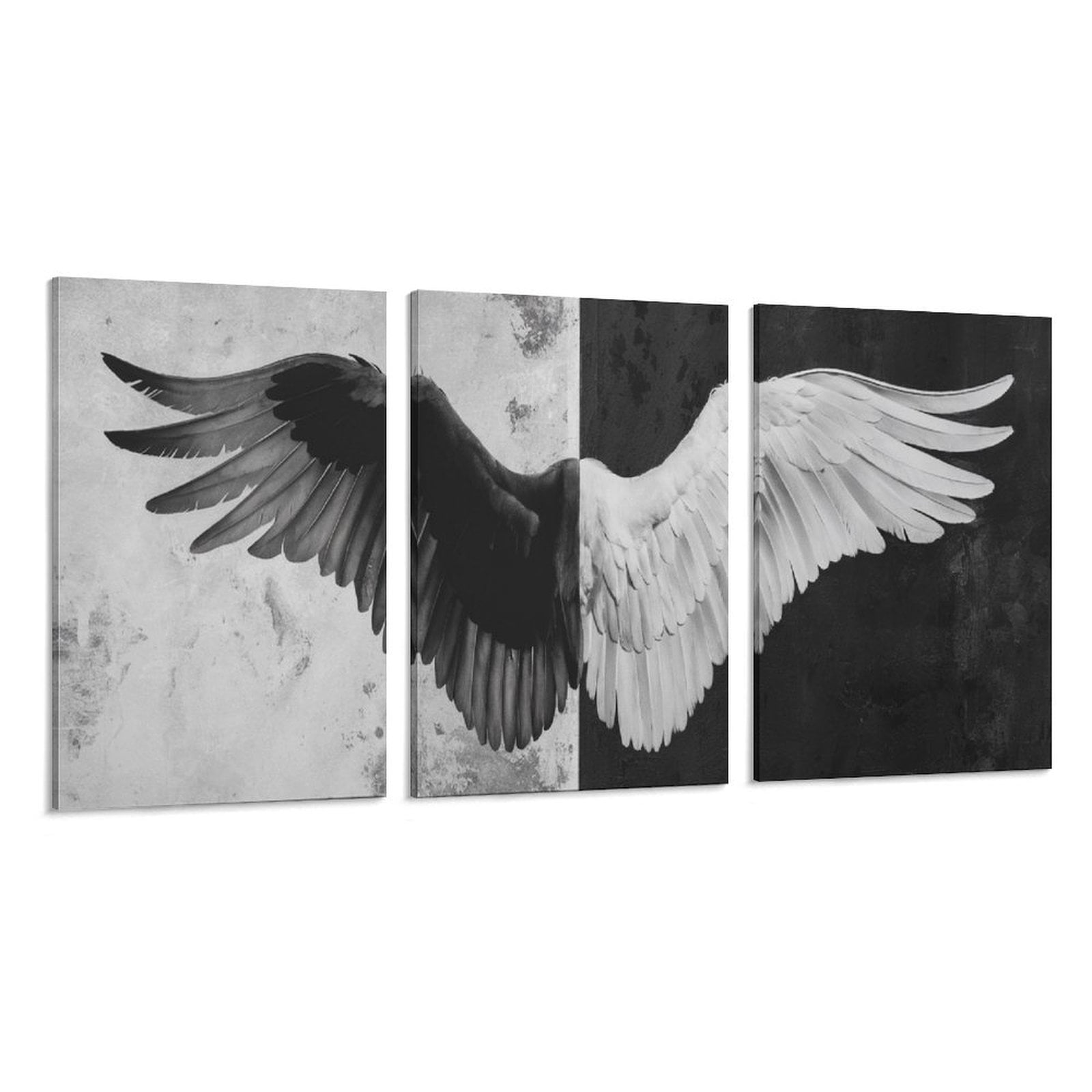 3 Piece Modern Canvas Wall Art Prints -Chic Black & White Angel Wings ...