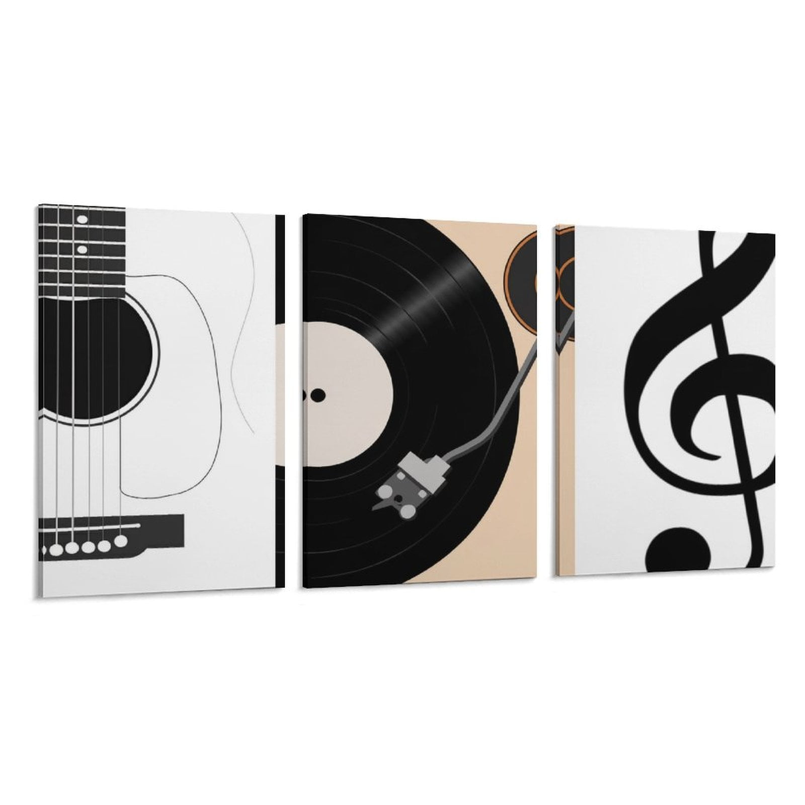 3 Piece Modern Canvas Wall Art Prints -Minimalist Musical Instrument ...
