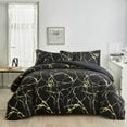 thumbnail image 1 of 3 Piece Modern Duvet Cover Set Luxe Brushed Flannel Bedding with Metallic Foil Prints Twin Size Duvet Cover with 2 Pillowcase, Black, 1 of 7