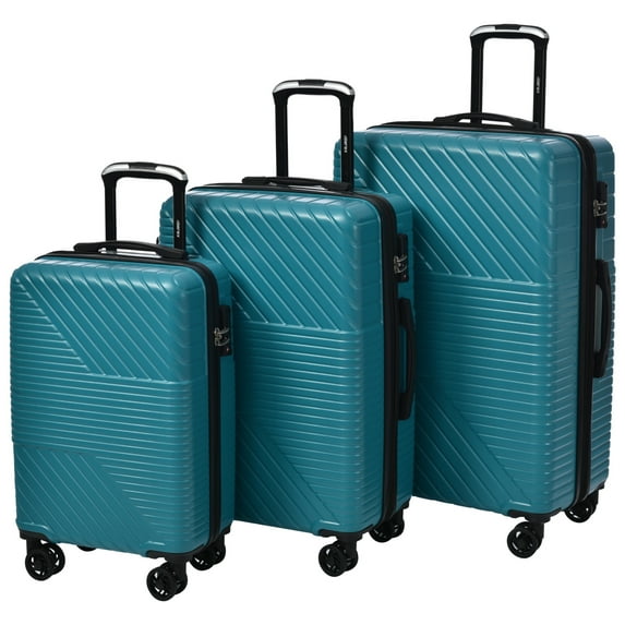 3 Piece Modern Hardshell Luggage, 20''/24/''28'' Luggage with 8 Double Spinner Wheels, TSA Lock, Lightweight Luggage Set of 3 for Travel and Storage, Green