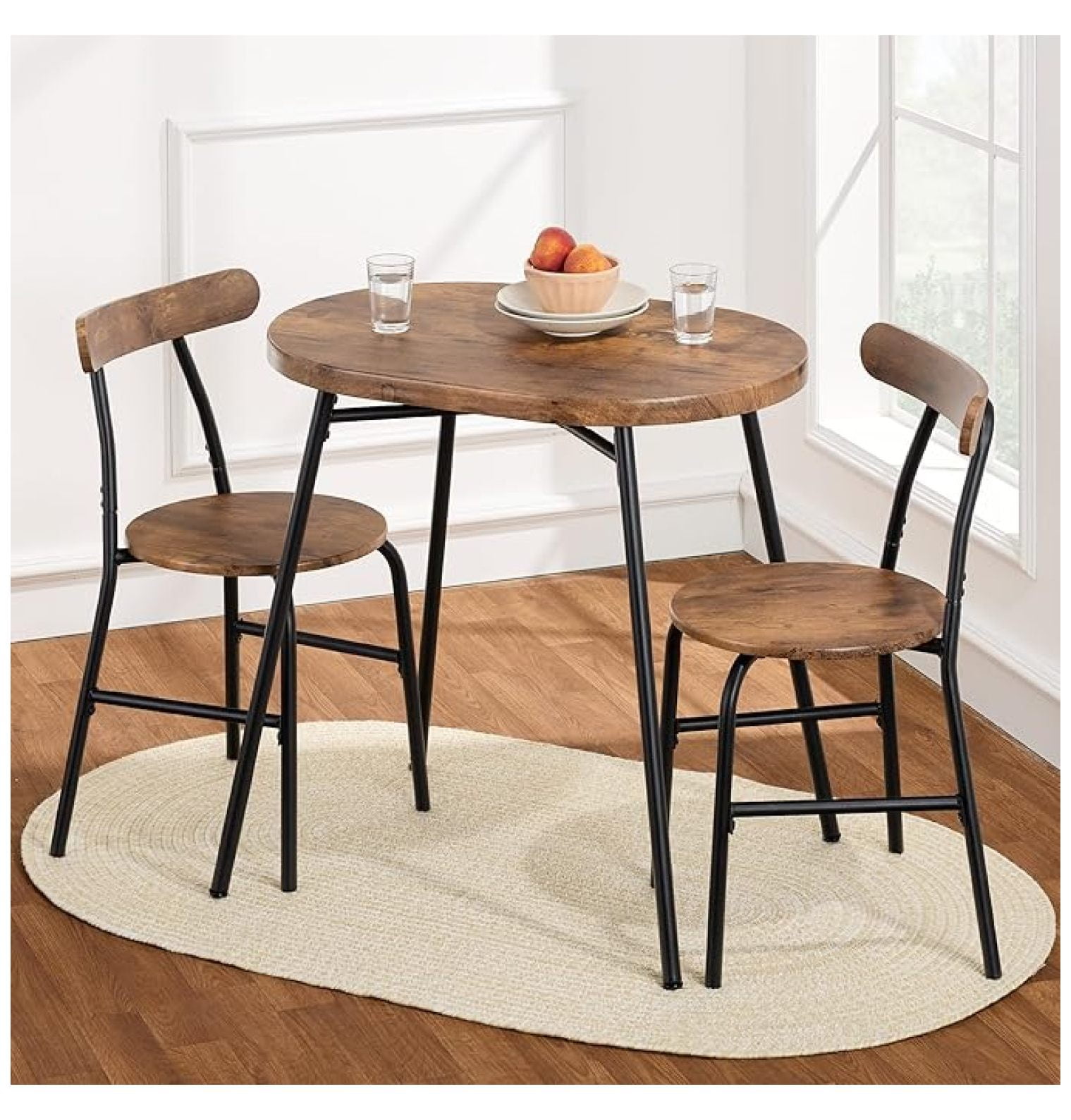 3Piece Modern Oval Dining Table Set, Small Kitchen w/ 2 Chairs — free download
