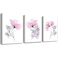 thumbnail image 1 of 3 Piece Modern pink red Flowers Canvas Wall Art for Bedroom Living Room decor,Bathroom Wall Decor,3 Panels framed Wall Watercolor Painting Kitchen Home Decoration Canvas Print Artwork Wall Mural, 1 of 6