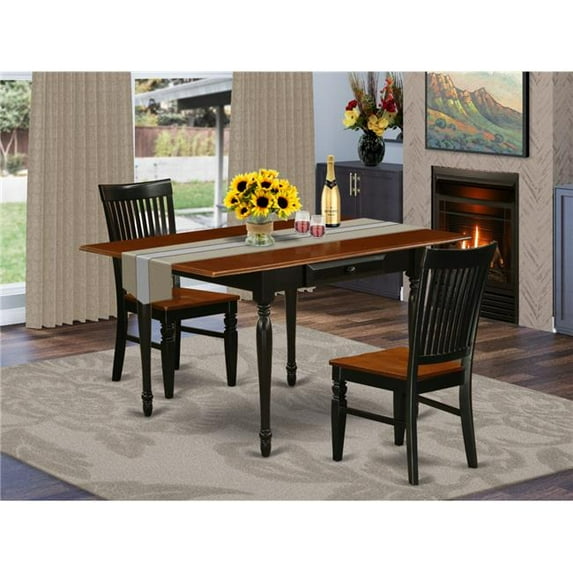 3 Piece Monza Dining Room Table Set - Black & Cherry