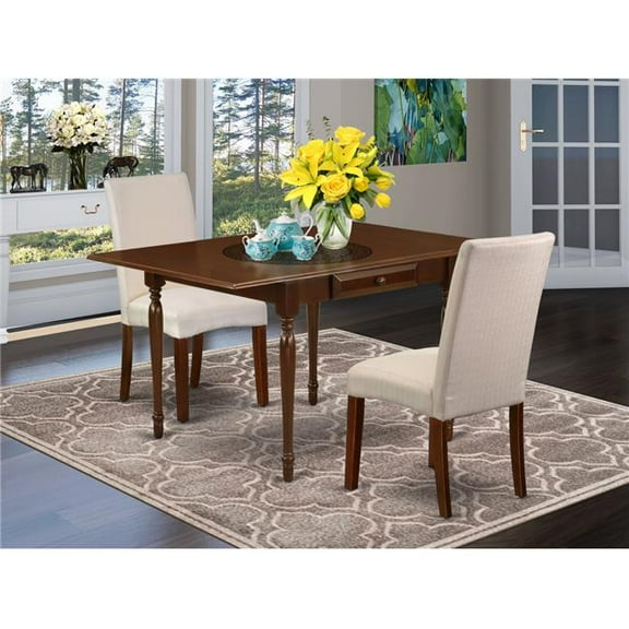 3 Piece Monza Dining Room Table Set - Mahogany & Cream
