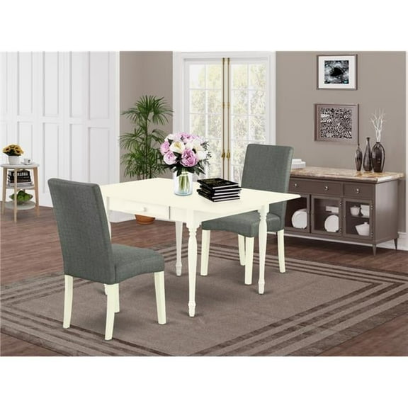 3 Piece Monza Dining Table Set - Linen White & Gray