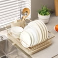 thumbnail image 1 of 3-Piece Multi-Functional Dish Drying Rack with Drain Board & Utensil Holder, Beige, 1 of 5
