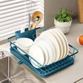 thumbnail image 1 of 3-Piece Multi-Functional Dish Drying Rack with Drain Board & Utensil Holder, Teal, 1 of 5