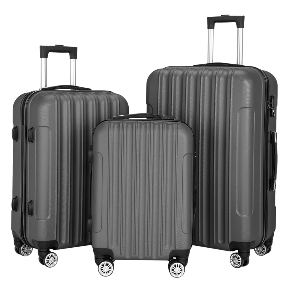 3-Piece Multifunctional Large Capacity Traveling Storage Suitcase Luggage Set Dark Gray