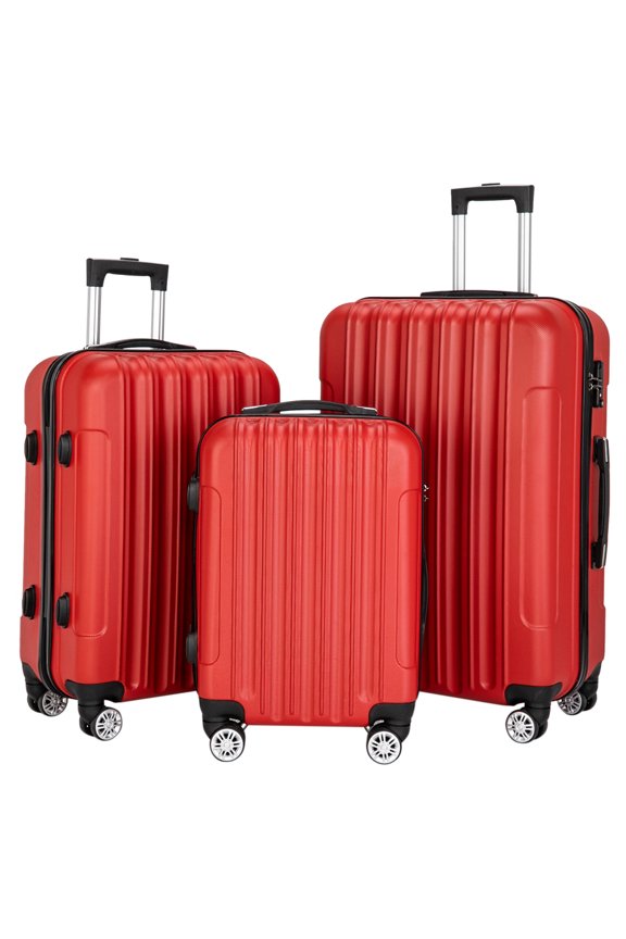 3-Piece Multifunctional Large Capacity Traveling Storage Suitcase Luggage Set Red