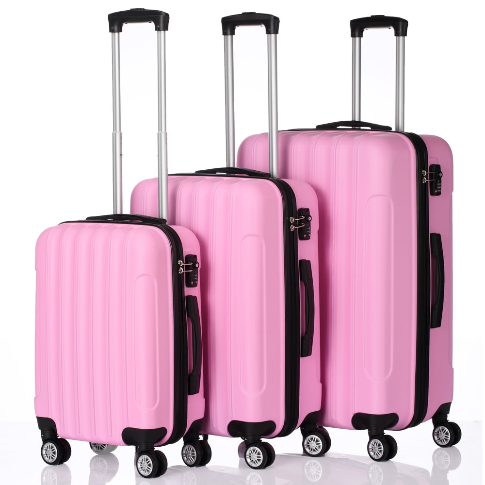 3-Piece Multifunctional Travel Storage Suitcase (20"/24"/28"), Large Capacity, Durable, for Travel & Daily, Pink