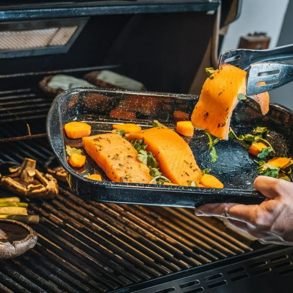 3-Piece Multiuse Set Enameled Steel Bake, Broiler Pan, Grill with Rack for Oven and Direct Fire Cooking