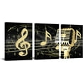 thumbnail image 1 of 3 Piece Music Canvas Wall Art Black Gold Microphone and Musical Note Picture Paintings Giclee Print Modern Home Studio Bedroom Living Room Decor Stretched Ready to Hang, 1 of 6