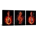 thumbnail image 1 of 3 Piece Music Canvas Wall Art Musical Notes Guitar on Fire Poster and Prints Black Background Music Picture Painting Art Wall Decor Stretched Ready to Hang 12x16inchx3pcs, 1 of 5