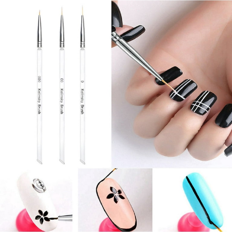 3-Piece Nail Art Pen and Brush Set - UV Gel Liner and Dotting Tools for  Precision Polish Application TIKA 