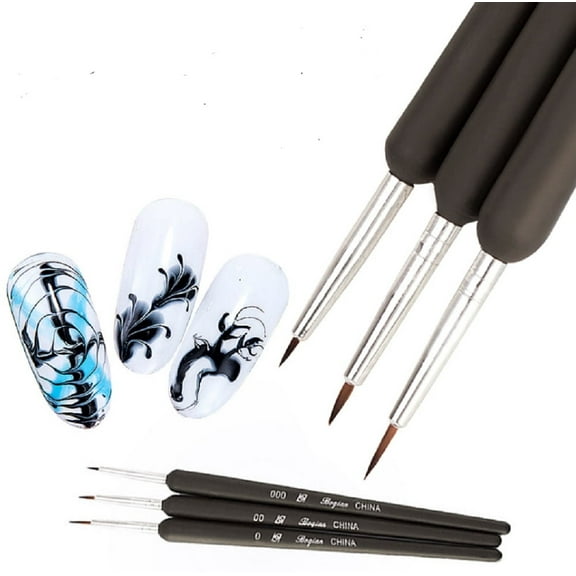 3-Piece Nail Art Tool Set UV Gel Liner Pen, Dotting Tool & Liner Brush for Professional Nail Painting & Drawing TIKA