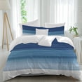 thumbnail image 1 of 3 Piece Navy Blue Ombre Duvet Cover Set Twin Size,Microfiber Comforter/Quilt Cover with Corner Ties and 2 Pillowcases,Modern Abstract Art Blue White Striped All Season Bedding with Zipper Closure, 1 of 8