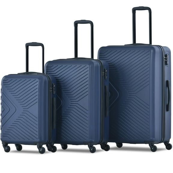 3 Piece Navy Luggage Travel Set, 20" 24" 28" Carry on Luggage with Spinner Wheels, Lightweight Hard Case Luggage Travel Suitcase Christmas Gifts for Business Trip Holiday Travel Cruise