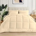 thumbnail image 1 of 3 Piece New Fluffy Pattern Comforter Set, 800 TC, 100% Egyptian Cotton, Full/Queen Size Ivory Solid, 1 of 6