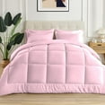 thumbnail image 1 of 3 Piece New Fluffy Pattern Comforter Set, 800 TC, 100% Egyptian Cotton, Full/Queen Size Light Pink Solid, 1 of 6