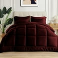thumbnail image 1 of 3 Piece New Fluffy Pattern Comforter Set, 800 TC, 100% Egyptian Cotton, Full/Queen Size Wine Solid, 1 of 6