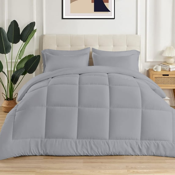 3 Piece New Fluffy Pattern Comforter Set, 800 TC, 100% Egyptian Cotton, Super King Size Silver Solid