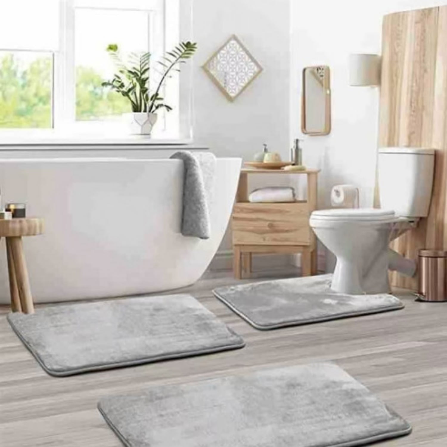 3-Piece Non-Slip Bathroom Rug Set – Ultra-Absorbent Coral Fleece Mats for Toilet, Vanity & Wet Floors, Machine-Washable Anti-Skid Bath Mats&nbsp;