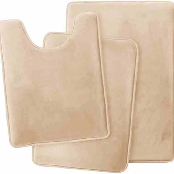 3-Piece Non-Slip Bathroom Rug Set – Ultra-Absorbent Coral Fleece Mats for Toilet, Vanity & Wet Floors, Machine-Washable Anti-Skid Bath Mats 