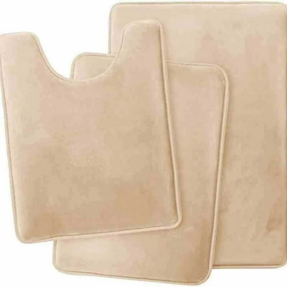 3-Piece Non-Slip Bathroom Rug Set – Ultra-Absorbent Coral Fleece Mats for Toilet, Vanity & Wet Floors, Machine-Washable Anti-Skid Bath Mats 