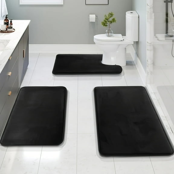3-Piece Non-Slip Bathroom Rug Set – Ultra-Absorbent Coral Fleece Mats for Toilet, Vanity & Wet Floors, Machine-Washable Anti-Skid Bath Mats&nbsp;