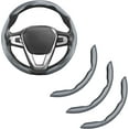 thumbnail image 1 of 3-Piece Non-Slip Carbon Fiber Steering Wheel Cover, Universal 15-Inch Snap-On Grip, Matte Black Car Interior Accessories, 1 of 14